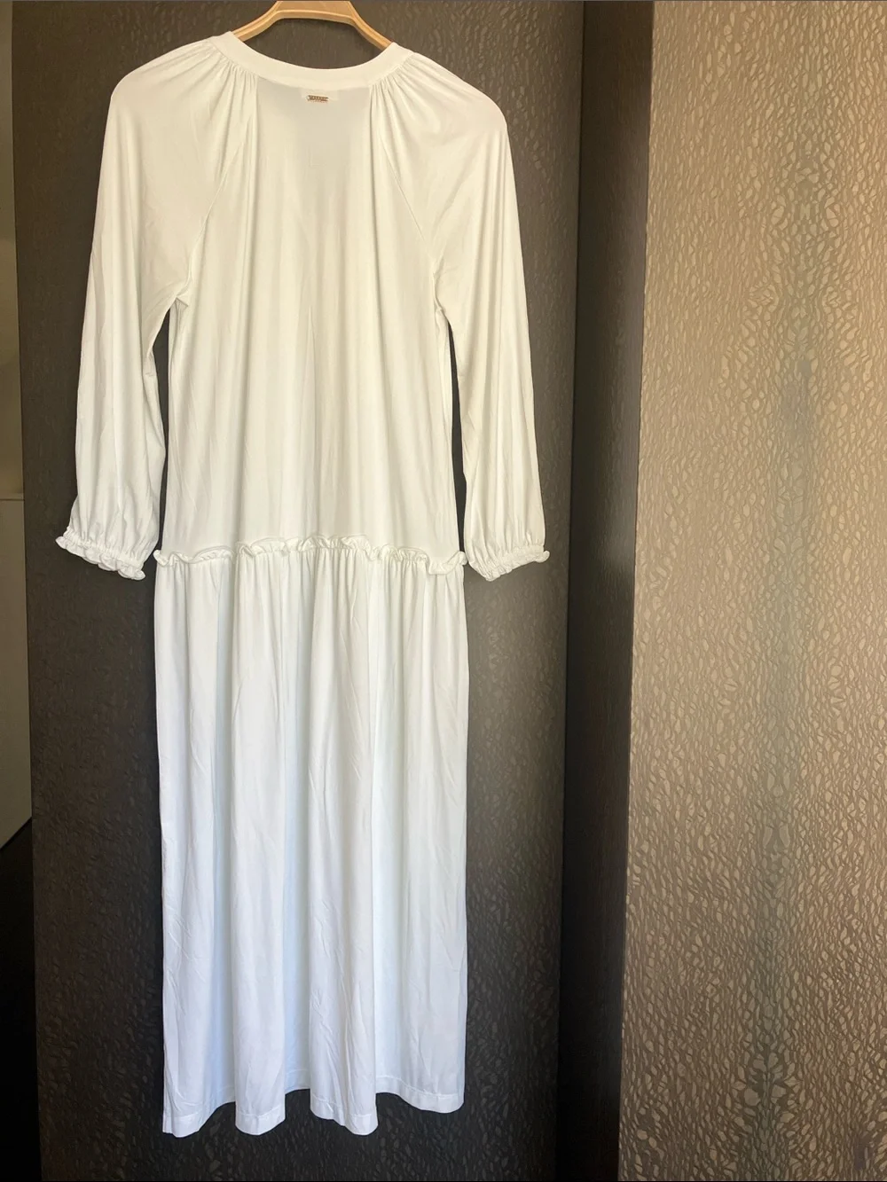 CANANA LIFE White w/ Blue Embroidery Tunic Maxi Dress Coverup Size M NWT - Picture 5 of 11